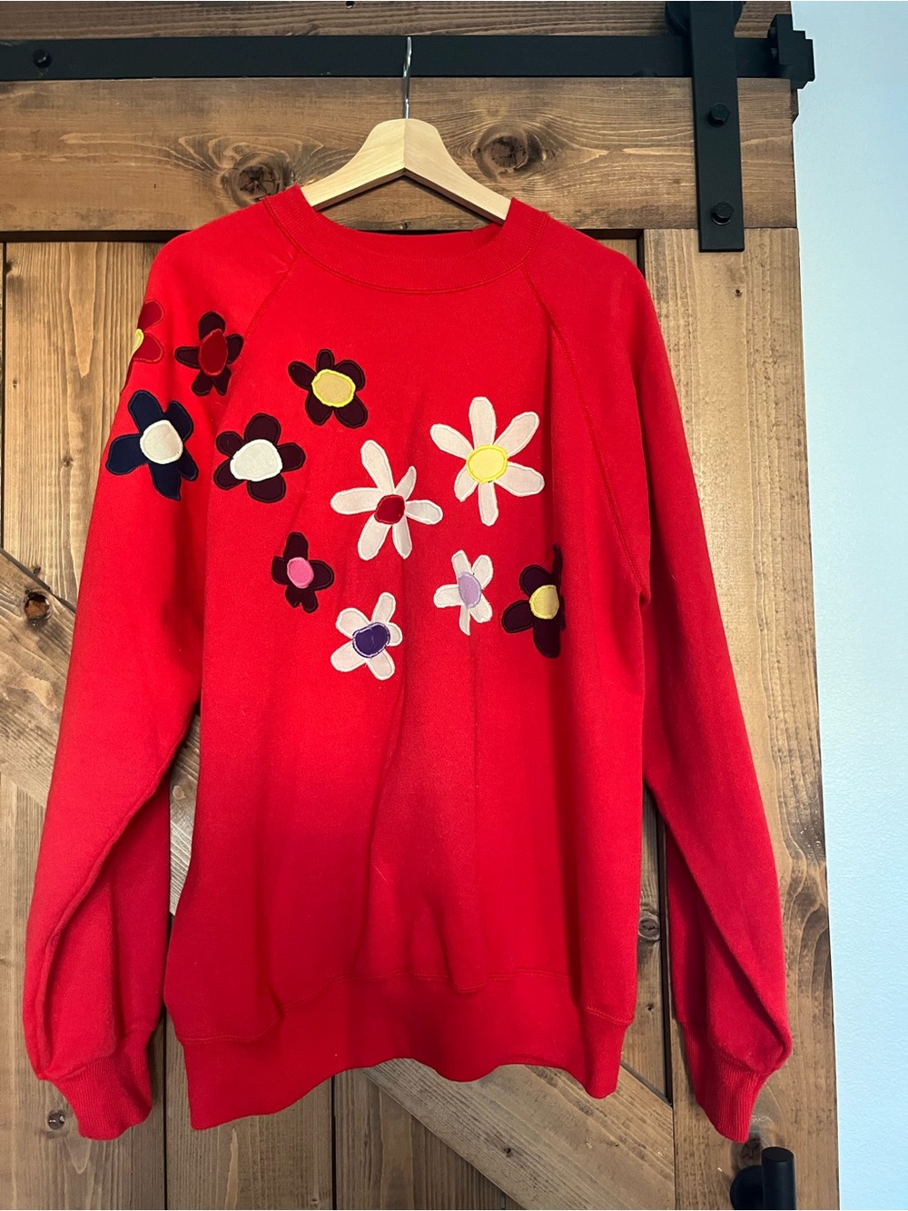 KATE SANDO Floral Patchwork Crewneck Sweatshirt | L/XL